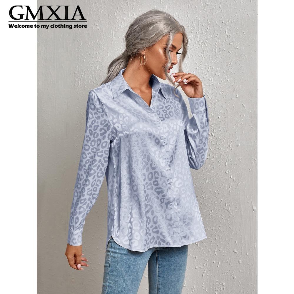 GMXIA Women's Fashion Casual Leisure Long Sleeve POLO Neck Blouses & Shirts
