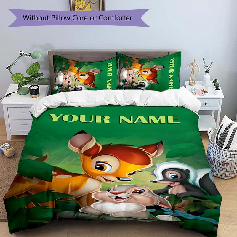 3pcs Bambi3 Cover Set - Personalized Name, HD Printed Bedding with 1 Cover and 2 Pillowcases - Perfect for Home Decor, Easy Care