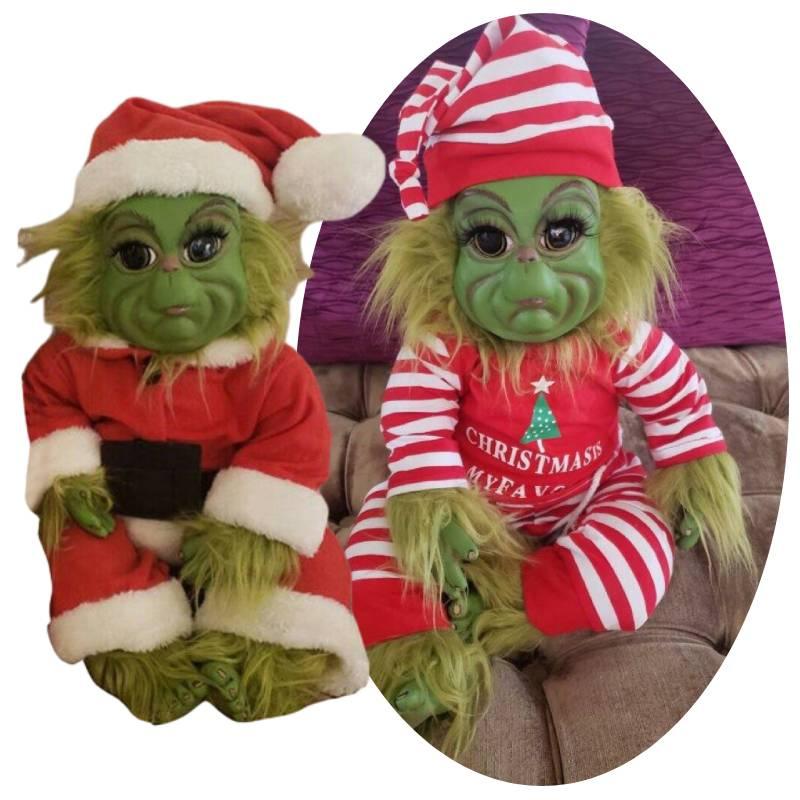 30cm Striped Green Elf Plush Toy For Christmas Gift