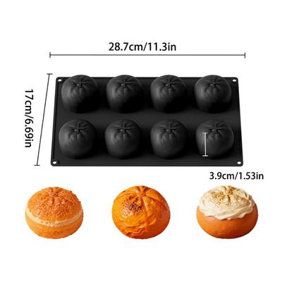 8-Cavity Mousse Cake Mold 3D Orange Shape Easy Release Chocolate Dessert Mold Non-Stick Heat-Resistant Baking Cake Molds Kitchen