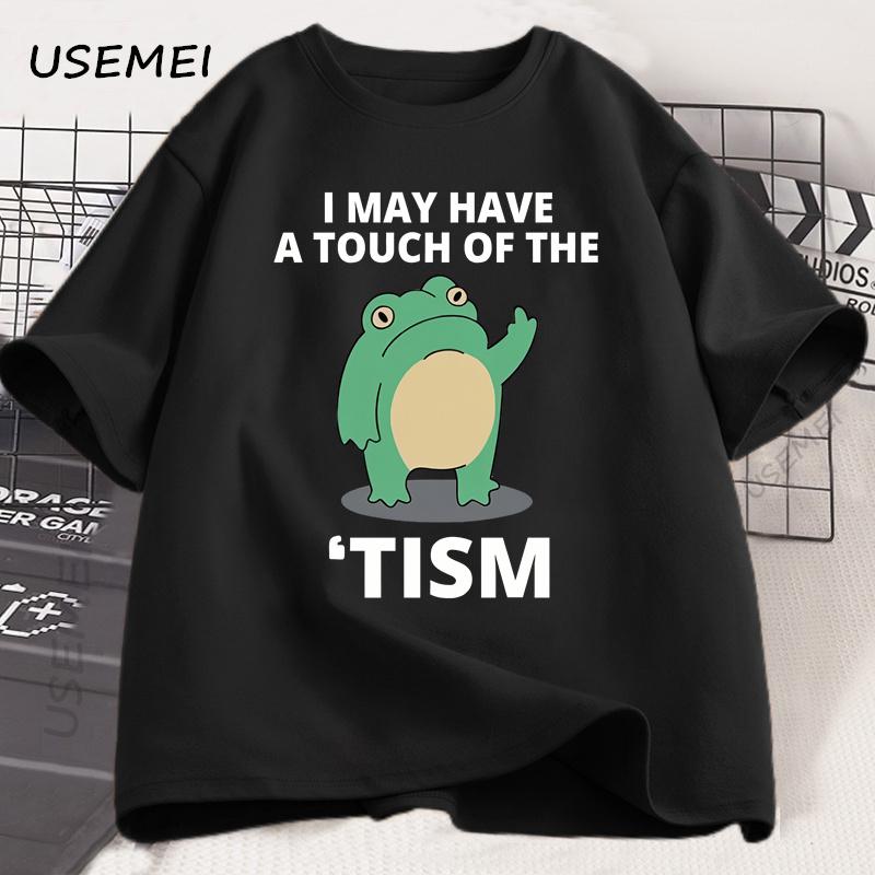 

I May Have A Touch of The Tism Funny T Shirt Autism Retro T-Shirt Short Sleeve Tshirt Casual Men O-neck Cotton T Shirt Tee Tops 2XL