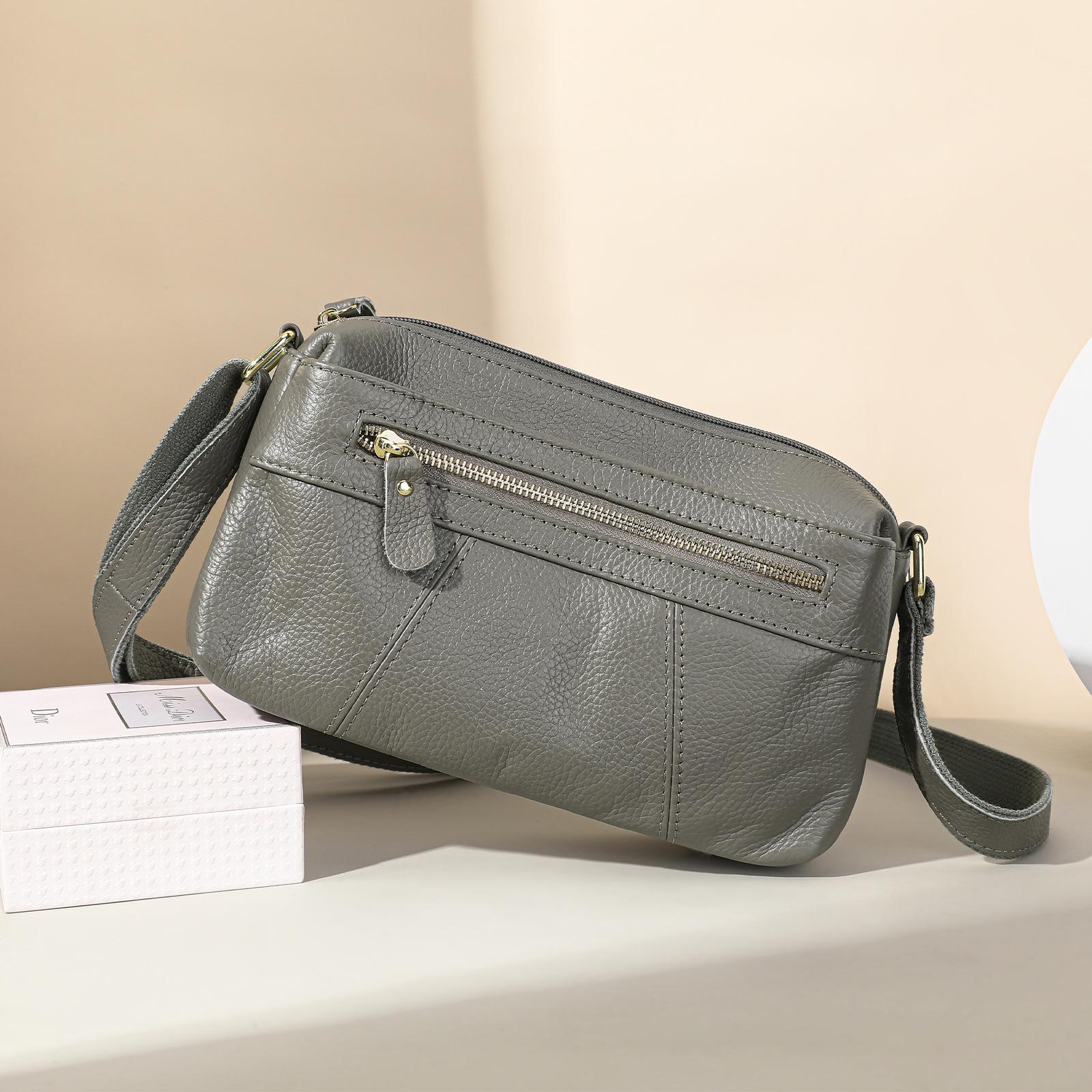 

Повседневная женская сумка из натуральной кожи, сумка через плечо для поездок на работу, модная и простая сумка на одно плечо из натуральной кожи серый