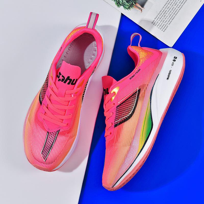 

Летние кроссовки из дышащей сетки, мужские кроссовки для бега с амортизацией, повседневная обувь для путешествий, профессиональные сверхлегкие кроссовки 44 розовый