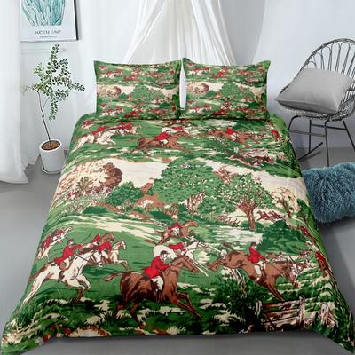 Cavalier Hunts 1800s Retro Duvet Cover Set EU Single Double King US Twin Full Queen Size Bed Linen Set