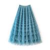 Women's Elastic Waist A‑Line Maxi Tulle Skirt Fresh Sweet Tiered Cake Long Skirt