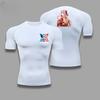 Summer Athletic for Men Compression T-Shirt Breathable Quick-Dry High Elasticity Short Sleeve Tee with Bold Zero Two Graphic Gym