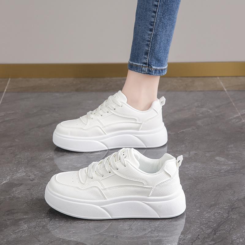Platform white shoes women's 2025 new summer platform heightening versatile casual sports board shoes lightweight breathable board shoes
