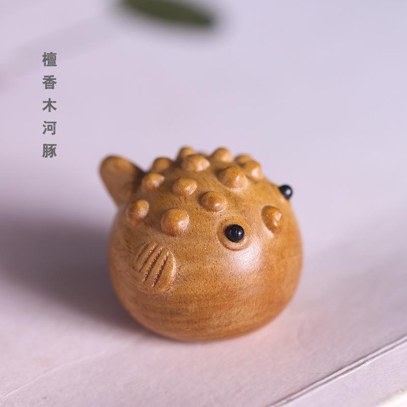 Wooden Painted Lively Little Pufferfish Ornaments Desktop Miniature Items DIY Pendant Accessories Birthday Gift