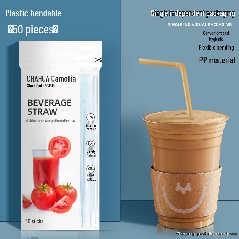 CHAHUA Disposable Kids  Bendable Straws, 50-Pack