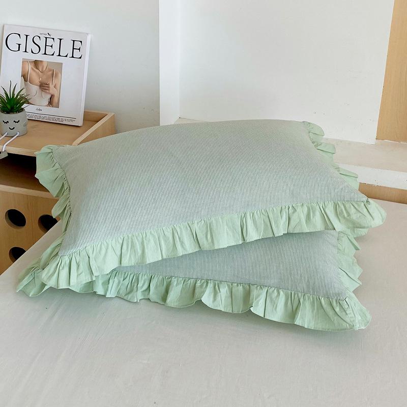 2pcs Fashion French Pillowcase (Without Pillow Core), Soft Breathable Solid Color Lace Pillow Covers, Pillow Protector For Bedroom Sofa Home Decor