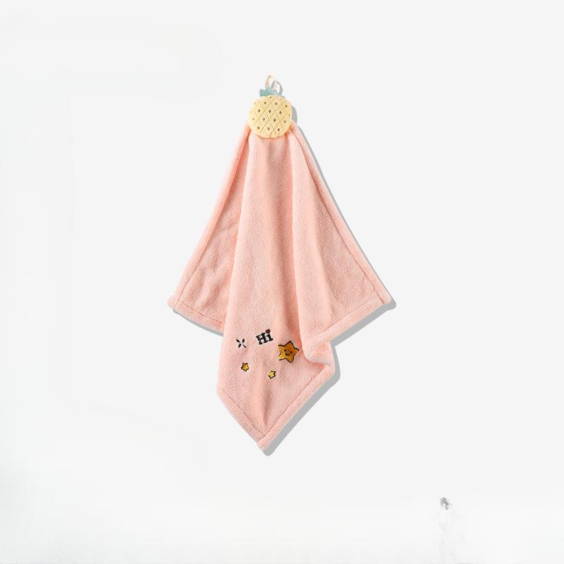 Thickened Coral Fleece Doll Hand Towel Hanging Type Absorbent Towel Cute Handkerchief Embroidery Hand Towel Square Towel