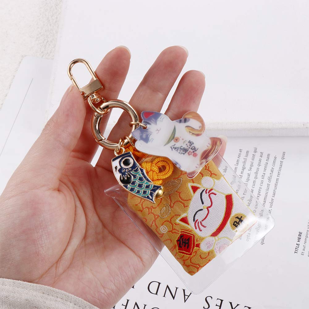 Key Holder Bag Charm Key Rings Maneki Neko Key Chain Keyring Ornaments Fortune Lucky Cat Keychain