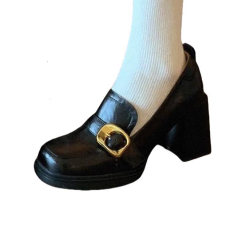 Fashion High Heels Women Mary Jance Shoes Dress Fashion Lolita Leather Shoes Chunky Designer Woman Pumps 2025 Summer New Zapatos Mujer