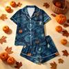 Women's Halloween Printed Pajama Two-Piece Set - Comfortable Sleepwear for Home & Sleep