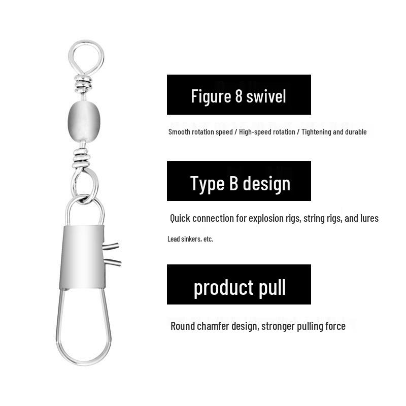 Type B Snap Swivel Barrel-Shaped Figure-8 Ring Connector for Sea Rod Fishing