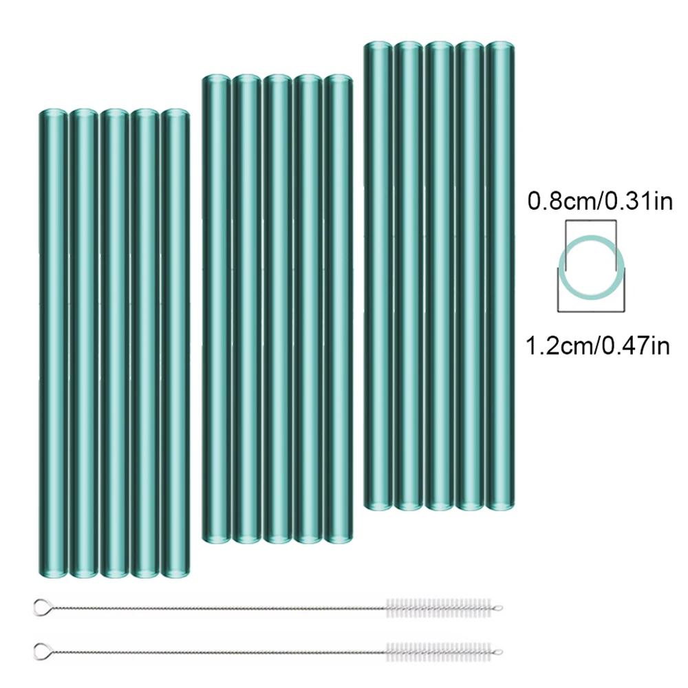 200*12mm Reusable Glass Straws Eco-friendly Drinking Straws for Smoothie Milkshakes Tea Juice Cocktail Straw with Brush