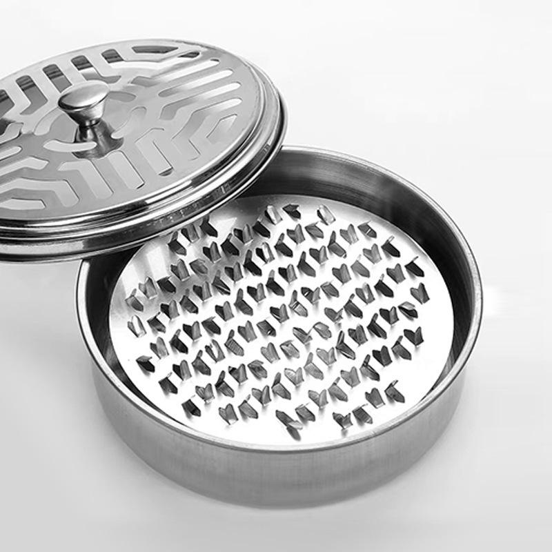 Stainless Steel Mosquito Coil Holder - Fireproof, Anti-Scald, Covered Incense Burner for Outdoor Use.