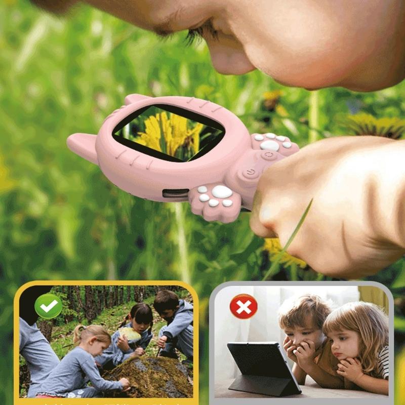 Interactive Children Science Handheld Microscope 500X STEM Learning Tool With LED Light for Classroom Home Exploration