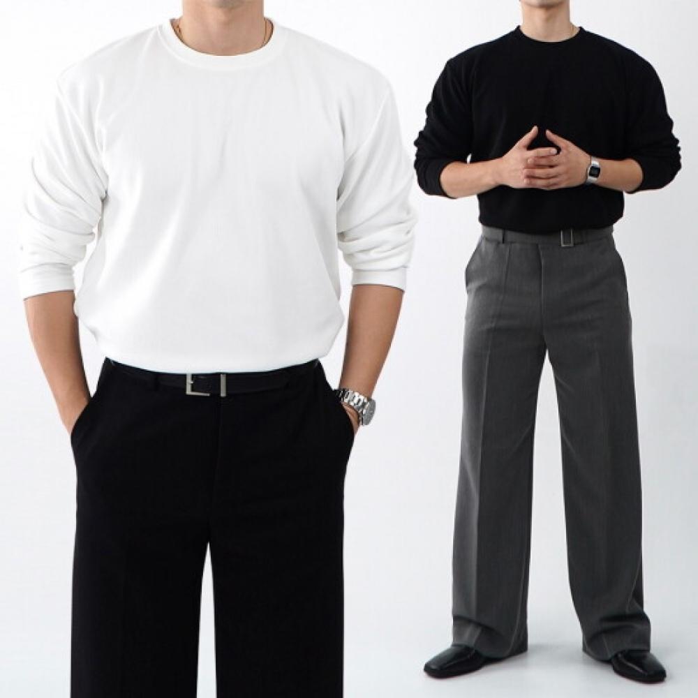 Onl Men S Fleece Wrinkle Free Long Sleeve T ShirT whiTe
