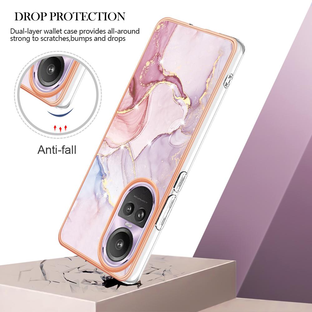 

For Oppo Reno10 Pro 5G (Global) TPU Case with IMD Marble Pattern Electroplated Back Cover Rose Gold 005