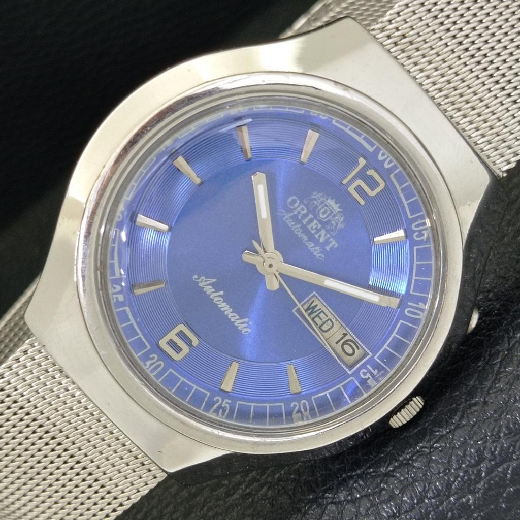 VINTAGE ORIENT AUTOMATIC 46941 JAPAN MENS BLUE COLOR DIAL WATCH A500744-5 R154-a500744