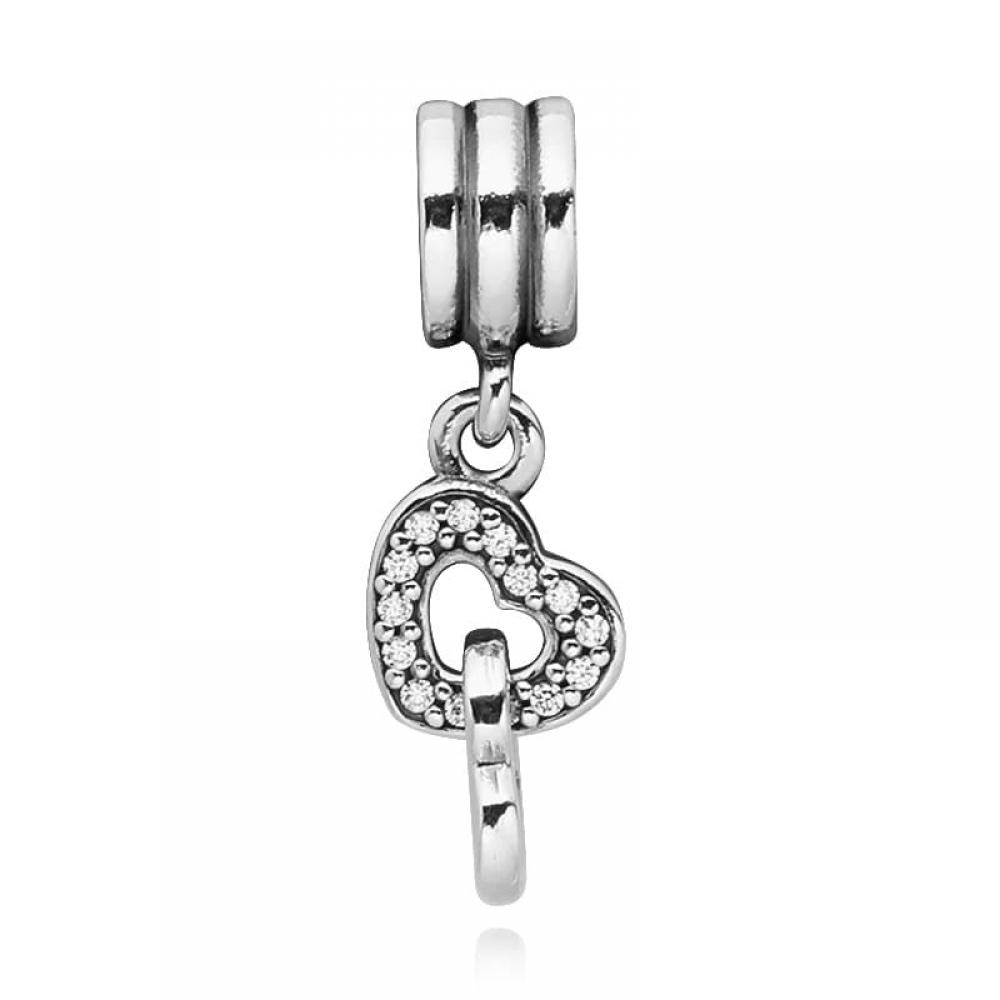 PAndora 791242cz Interlock Heart Pendant And Dangle Silver Charm