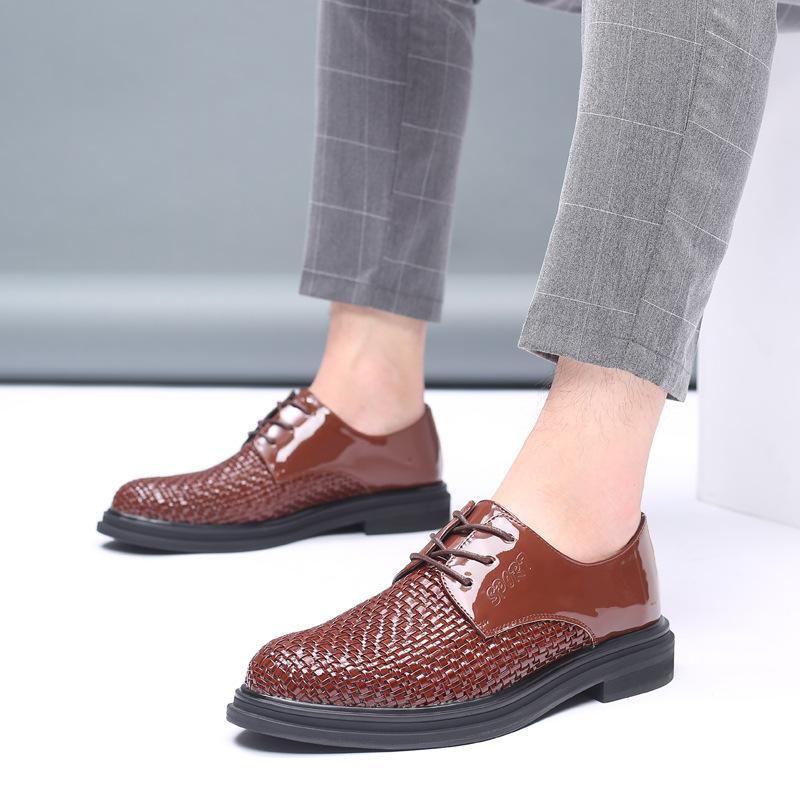 Summer men's sandals men's hand-woven breathable business dress casual leather shoes hole shoes men's shoes platform shoes