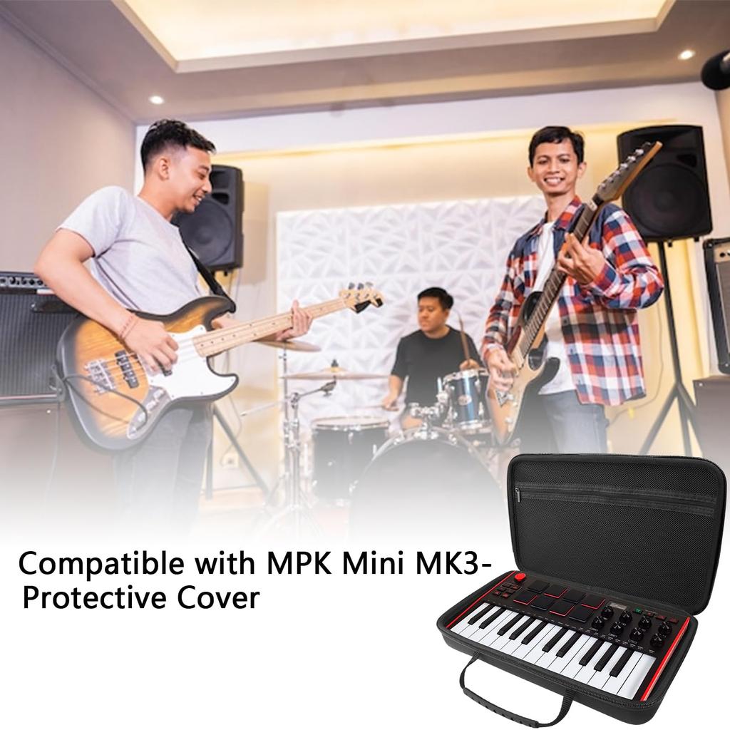 Musiin Piano Keyboard Case for MPK Mini MK3 MIDI Premium Velvet Hard Case Controller, (Black)