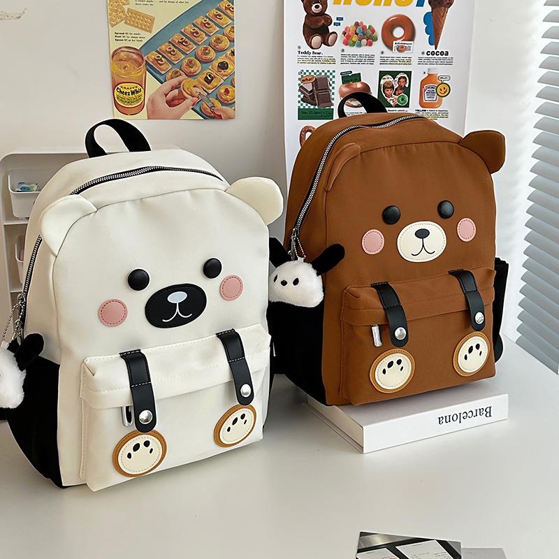 New Student Schoolbag Fashionable Large Capacity Backpack Cute Cartoon Bear Campus Class Backpack