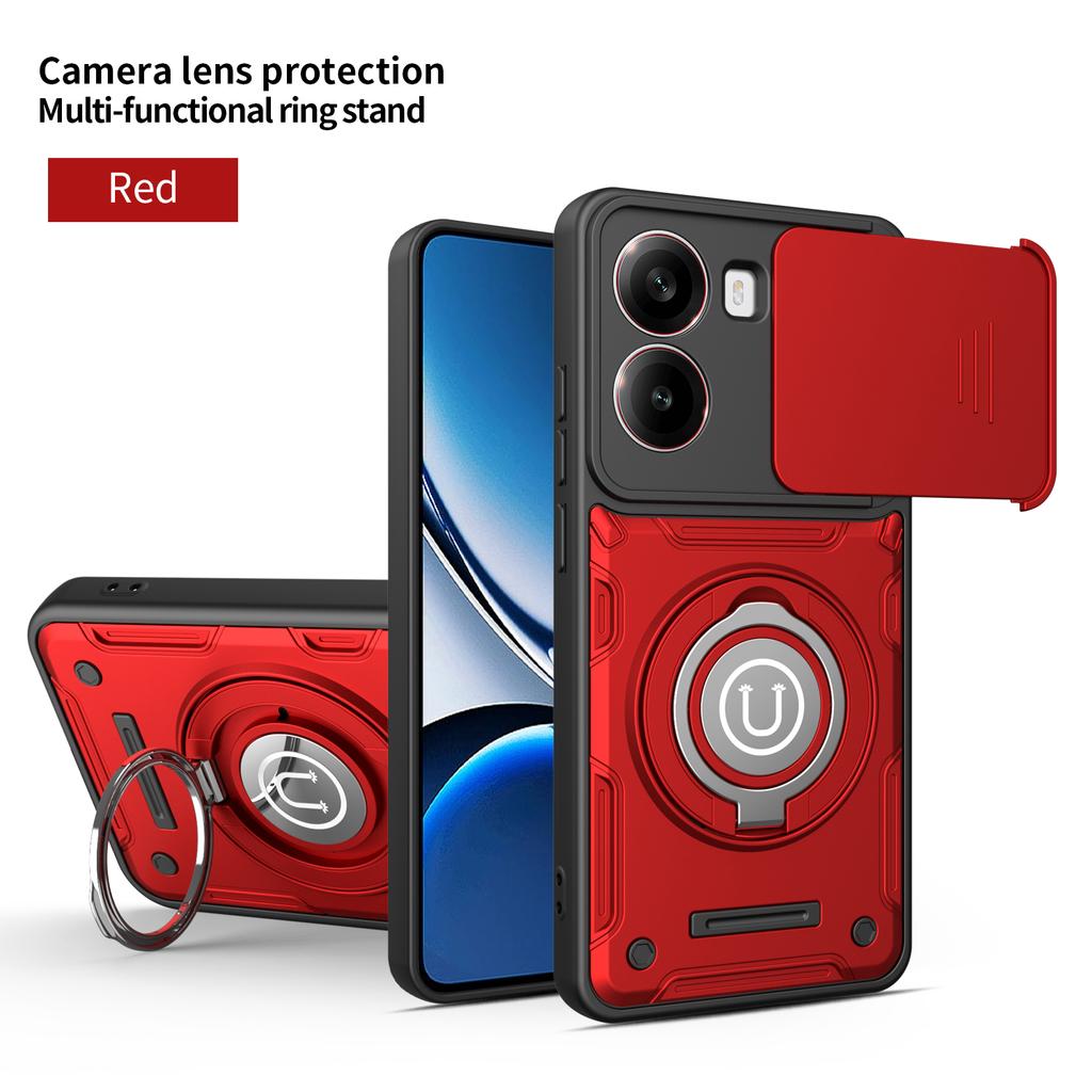 Slide lens protection Case For Poco X8 Pro Redmi Turbo 5 Rotate Magnetic Ring Holder Shockproof Hard Cover For POCO X8Pro Bumper
