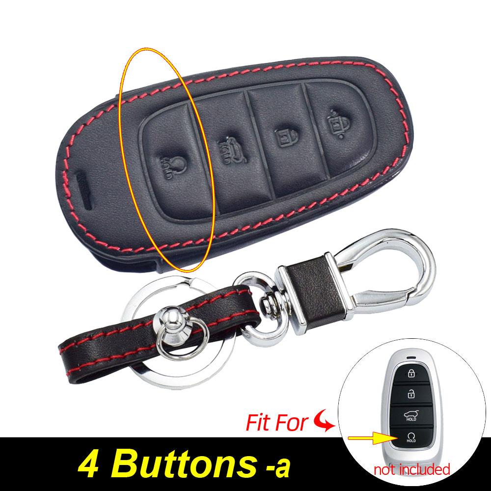 Atobabi Leather Car Key Case Keychain For Hyundai Tucson Nexo Santa Fe Azera Sonata   Smart Remote Control Protect Cover