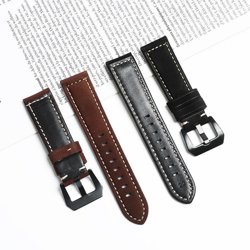 Panerai Mattes Vollnarbiges Rindsleder Vintage Crazy Horse Sport Echtes Leder Uhrenarmband 22/24.