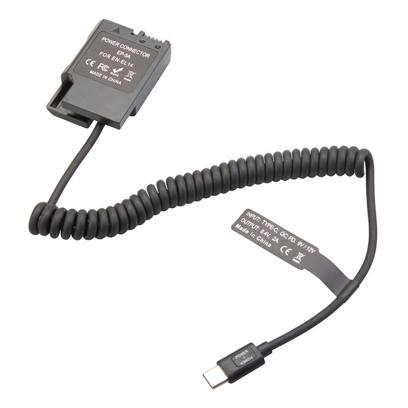 Top!EL14 Dummy Coupler Battery Type-C Spring Cable for D3100 D3500 D5100 D5200 D5300 D5600 P7000 P7100 P7700 P7800