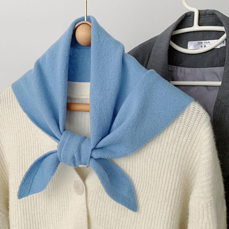 

Треугольный шарф женский платок вязаный шарф многофункциональный теплый вязаный шарф One Size небесно-голубой