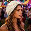 All-day Comfort Turban Hat for Women, Sequined Crepe Fabric Headwrap, Ethnic Non-strangling Headwear Style Knotted Front Headwrap All Face Shapes