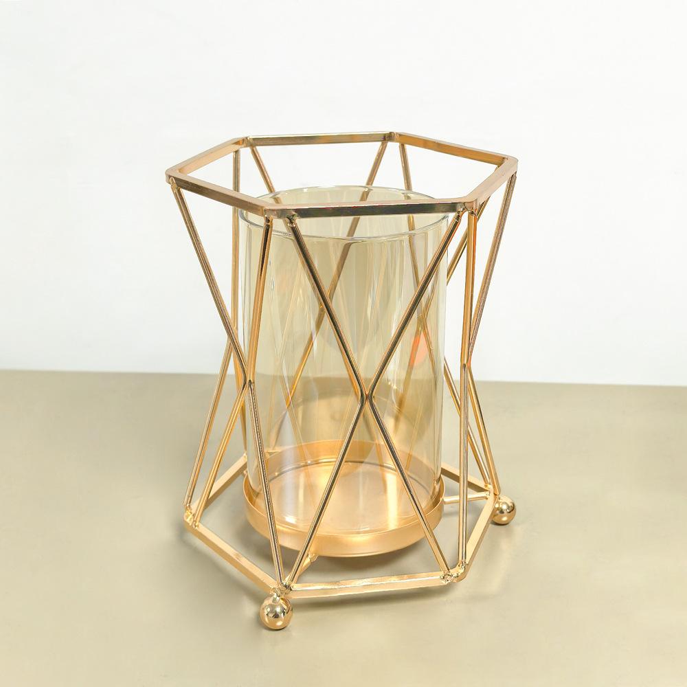 

European Luxury Metal Glass Vase for Dry Flowers Nordic Living Room Table Decor