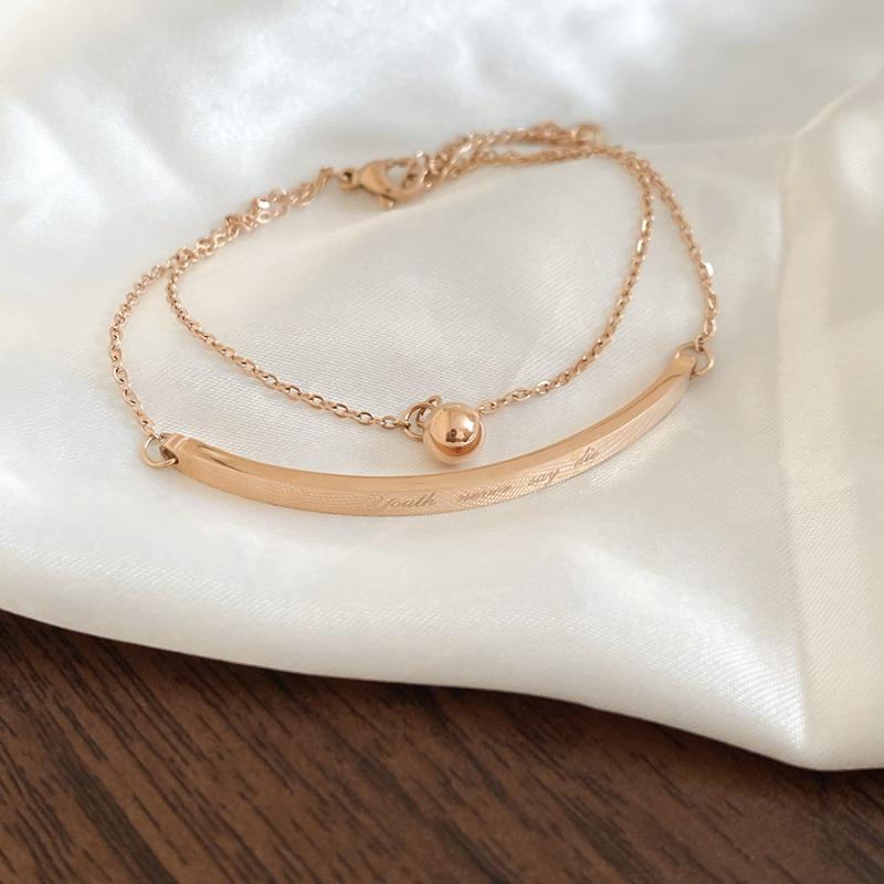 Stainless steel double-layer letter fashion bracelet niche minimalist temperament bracelet light luxury high-end jewelry