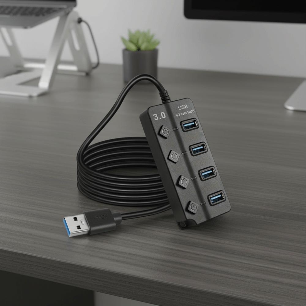 With Switch USB 3.0 Hub 5Gbps High Speed Multiple Expander Hub Multi USB Splitter  Docking Stations