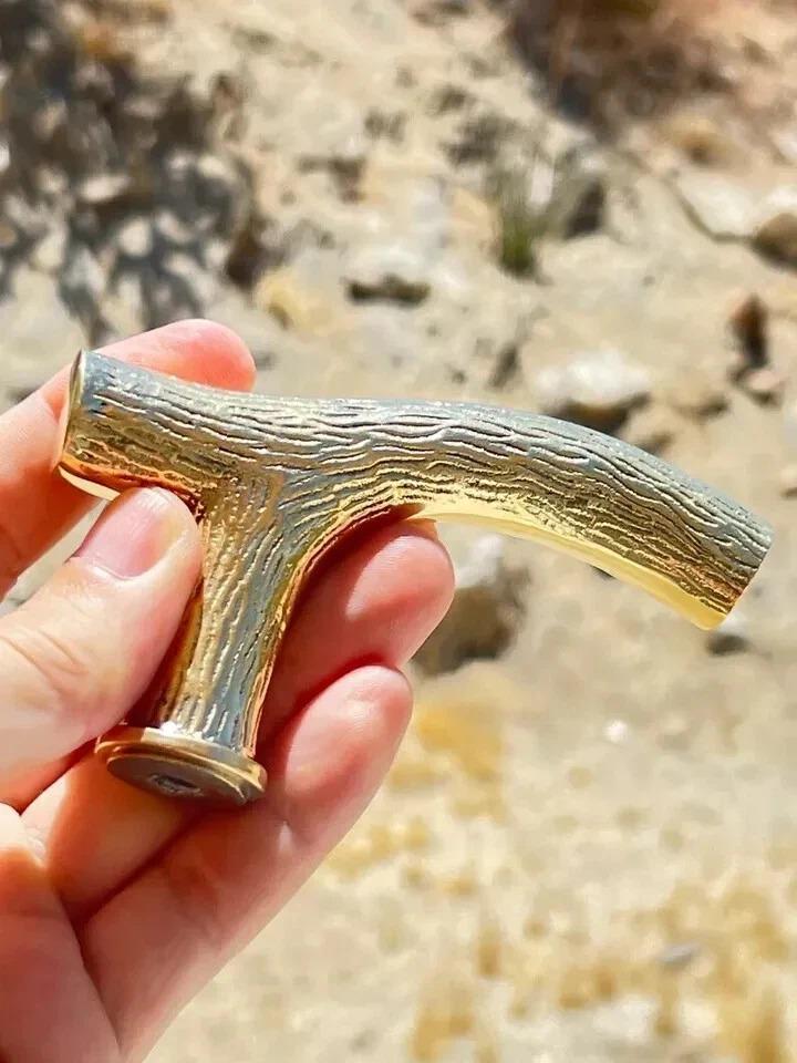 

Golden Handmade Branch Shaped Brass Walking Stick Handle золотой