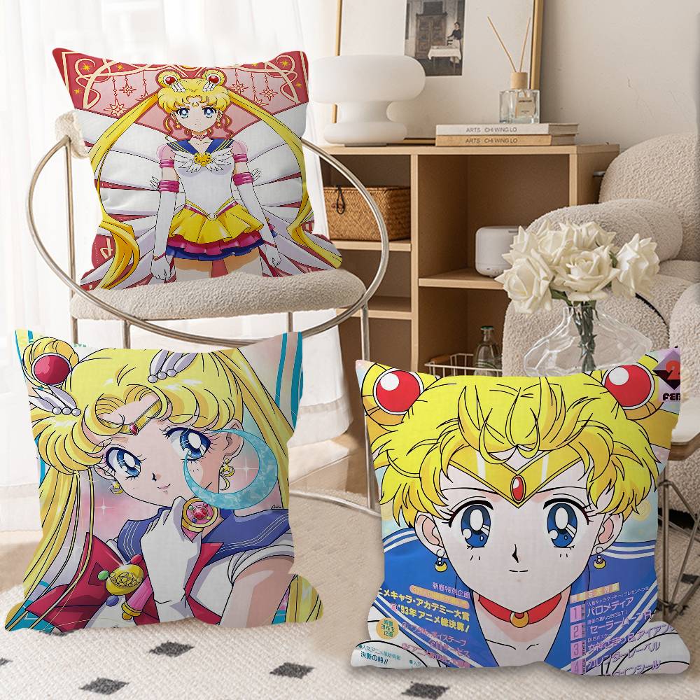 Lovely S-Sailor M-Moon Pillow Gift Home Office Decoration Bedroom Sofa Car Cushion Cover Case 45X45