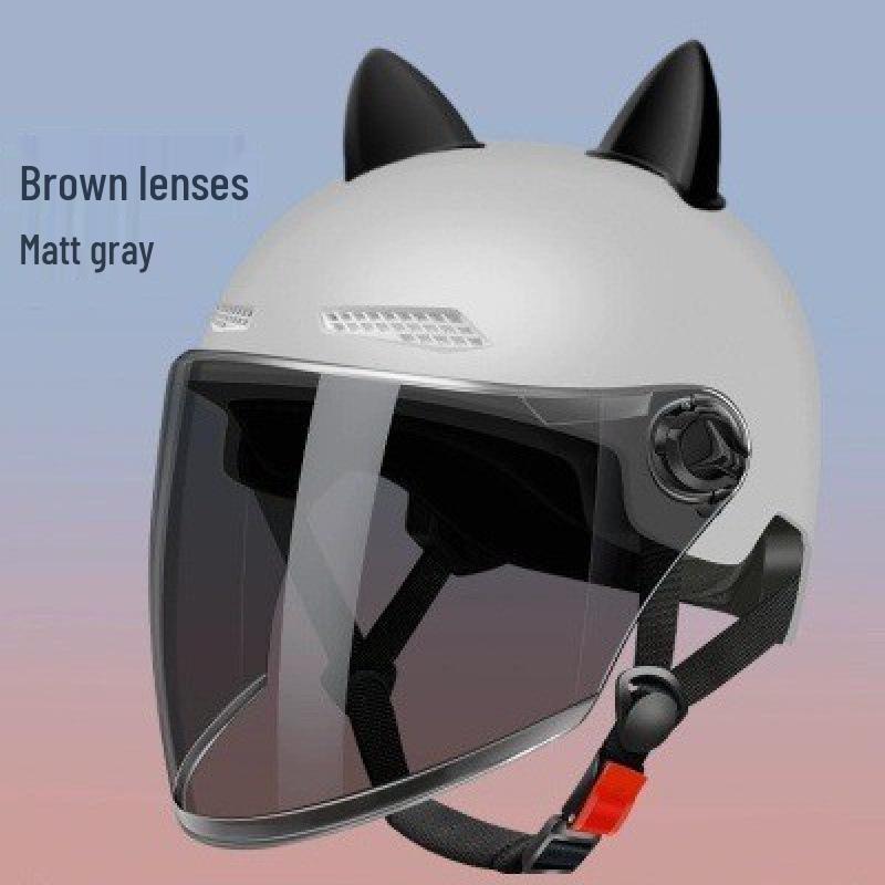 3C Certified Unisex Cat Ear Electric Bike Helmet, Sun Protection, All-Season Safety