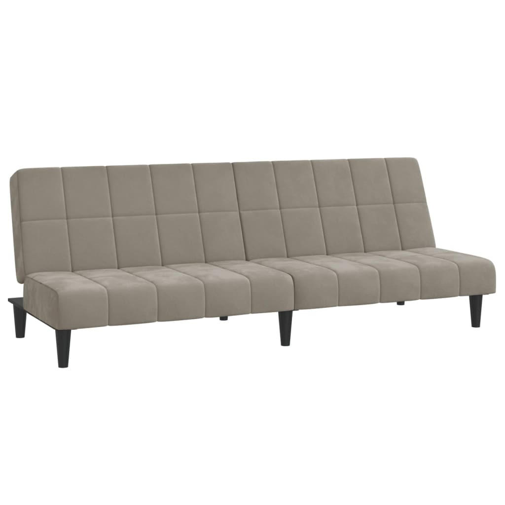 2 Seater Sofa Bed Light Gray Velvet
