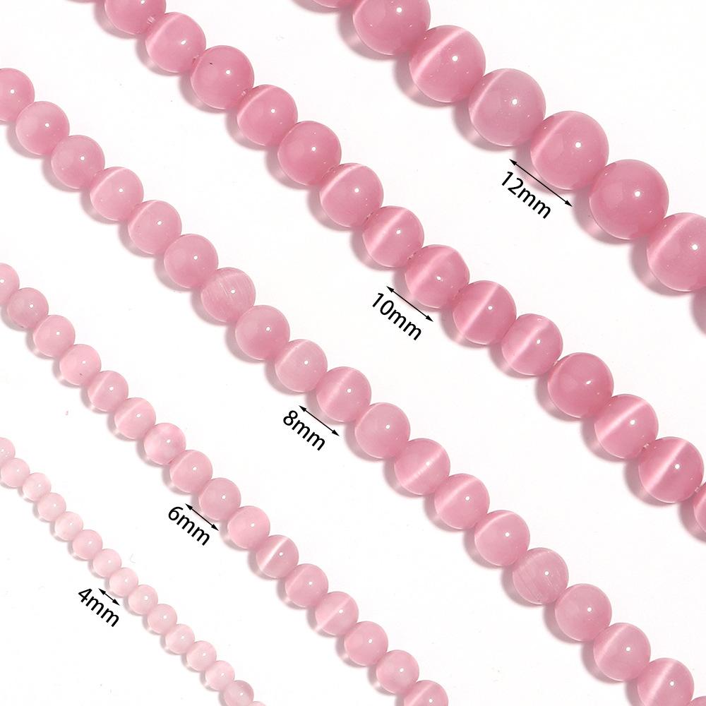 Cute Pink Opal Loose Stone Round Beads for Jewelry Making DIY Charm Without Piercing Bracelet 15'' Strand