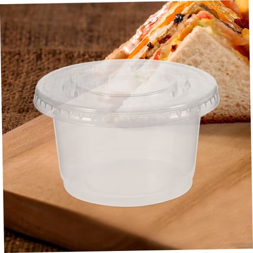 HAWILLOSCH Disposable Soup Bowls with Lids, 50-Piece 200ml Portable Porridge Cups for Salad Dressing, Dessert, and Ice Cream, Convenient for Storage a