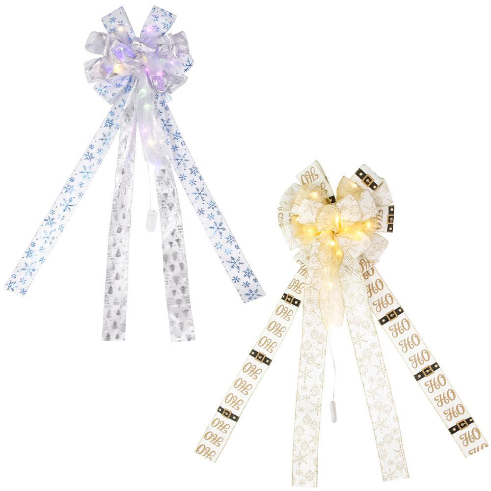 Polyester Christmas Luxurious Bow With Glowing Effects For Celebrations Cheerful