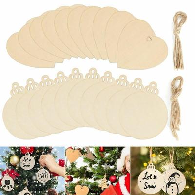 Muster Holzornamente Runde Weihnachtsornamente Hängende Dekoration Holzscheiben DIY Basteln Holzscheiben