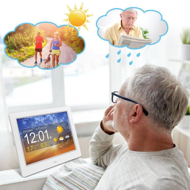 Adjustable Brightness Weather Clock Color Display Alarm Clock White 16MB 100-240V for Living Room