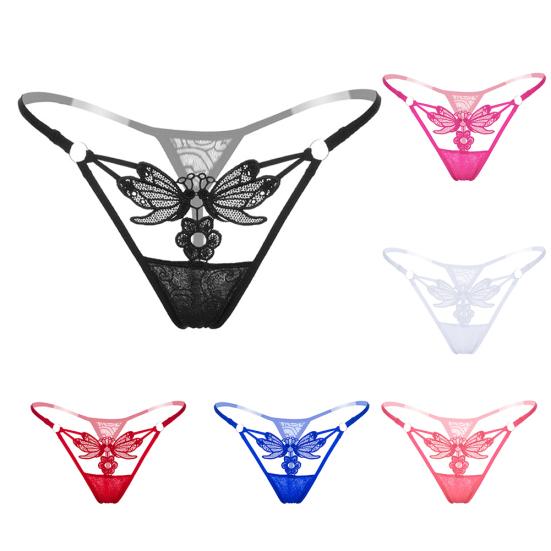 Mutandine slip a vita bassa con perizoma sexy in pizzo a forma di farfalla da donna