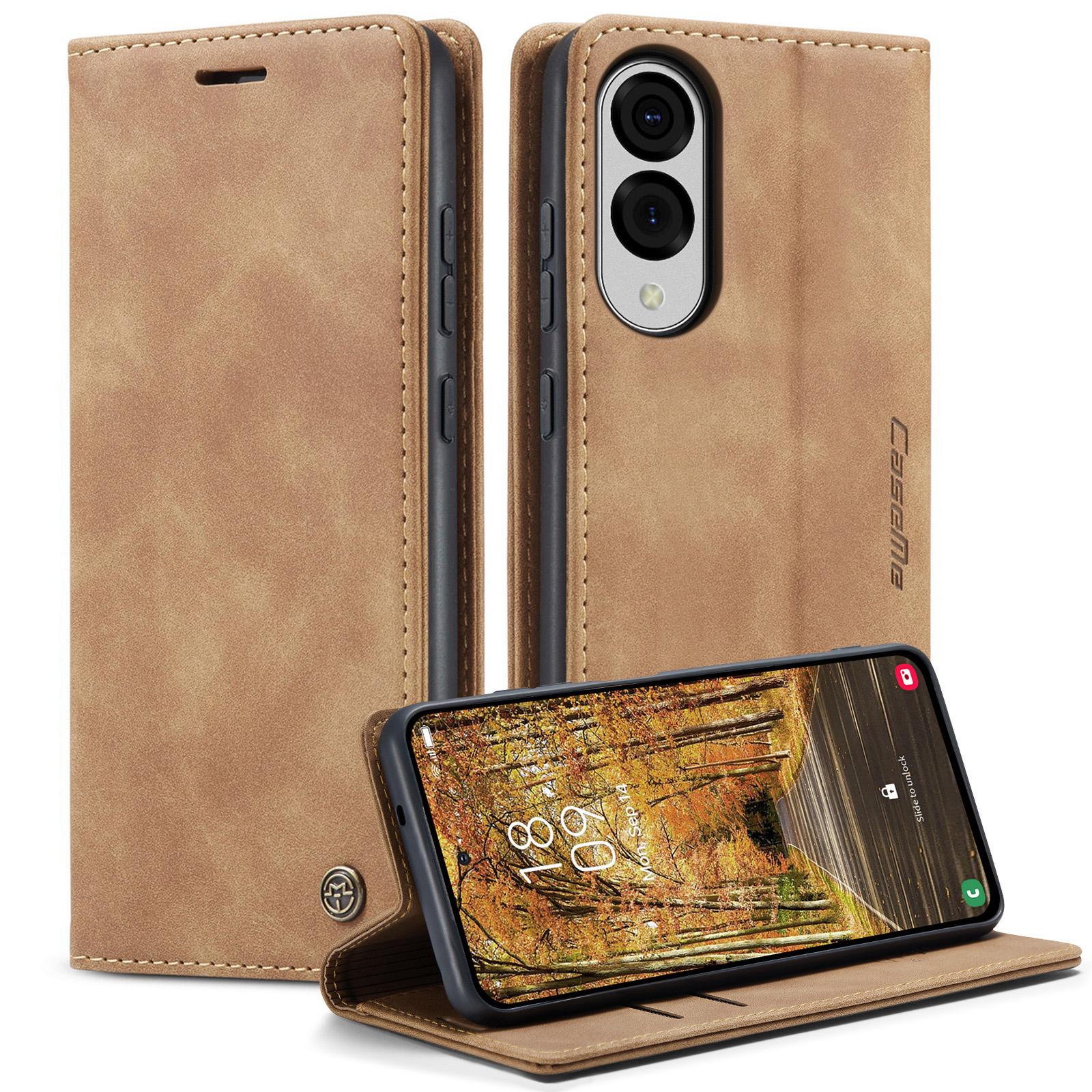 

For Samsung Galaxy S25 Edge Wallet Case CASEME 013 Series PU Leather Phone Cover Stand Brown