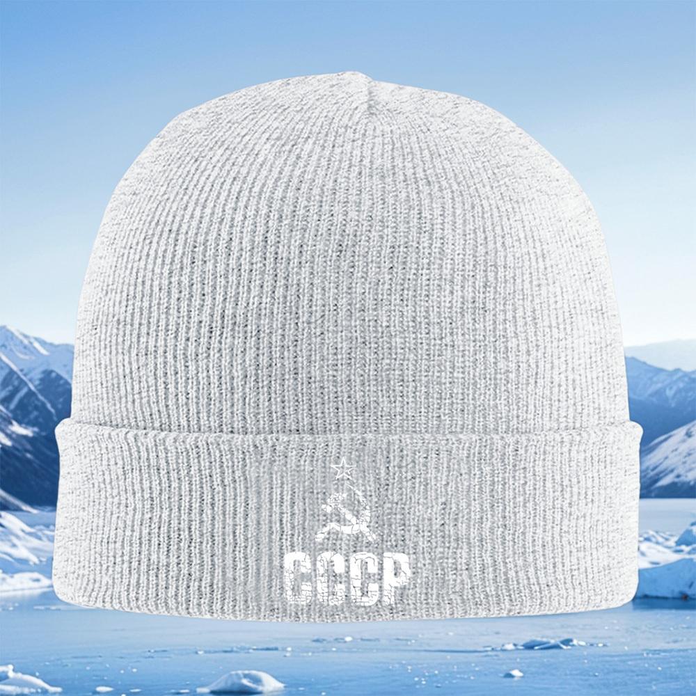 Star Hammer Sickle USSR Distressed Men Women Unisex Knitted Hat Beanie Pullover Cap Winter Thermal Warm Christmas Outdoor Cyclin